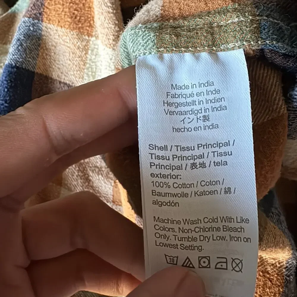 J. Crew Flannel Shirt Mens L Brown Plaid Button Up Collared Casual Long Sleeve - Picture 7 of 7